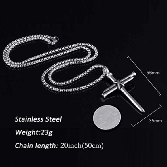 Men's Stainless Steel Cross Necklace - Picture 4 of 5